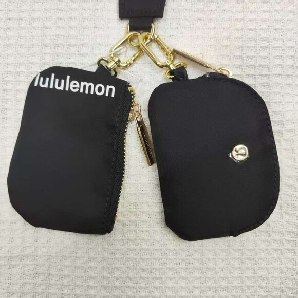 Lululemon Everywhere Crossbody Belt Bag Wordmark Black and Gold Logo - Picture 2 of 5
